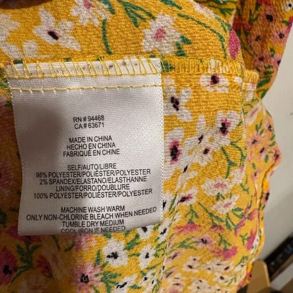 BCBG Paris Womens Dress MilkMaid Midi Mustard Size Medium Floral - Picture 7 of 8